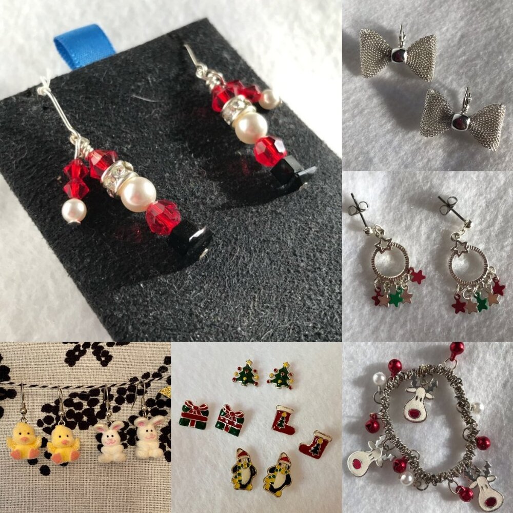 holiday jewelry - assorted lot earrings, bracelet